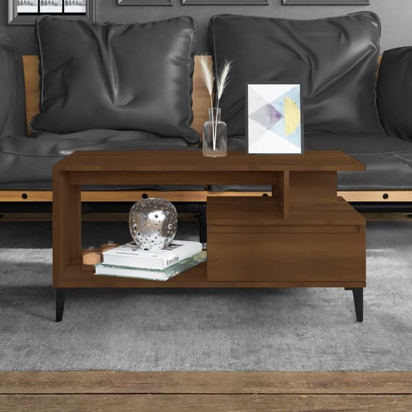 vidaXL sofabord 90x49x45 cm konstrueret træ brun egetræsfarve