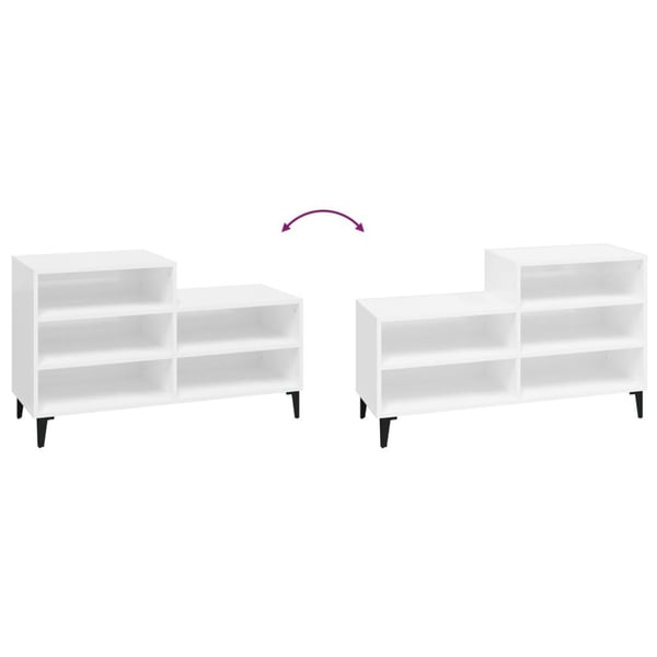 vidaXL Skoskap høyglans hvit 102x36x60 cm konstruert tre