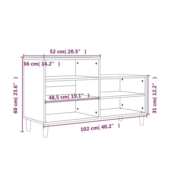 vidaXL Skoskap grå sonoma 102x36x60 cm konstruert tre