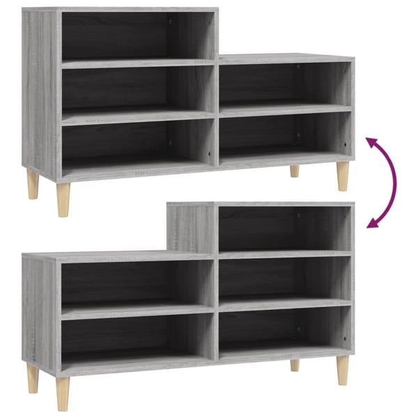 vidaXL Skoskap grå sonoma 102x36x60 cm konstruert tre