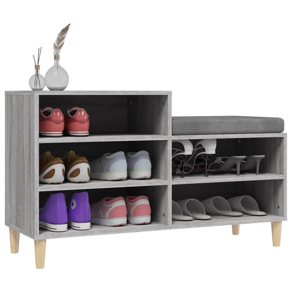 vidaXL Skoskap grå sonoma 102x36x60 cm konstruert tre