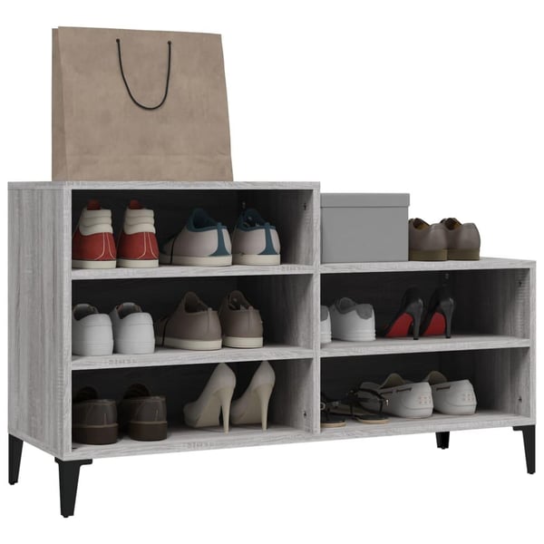 vidaXL Skoskap grå sonoma 102x36x60 cm konstruert tre