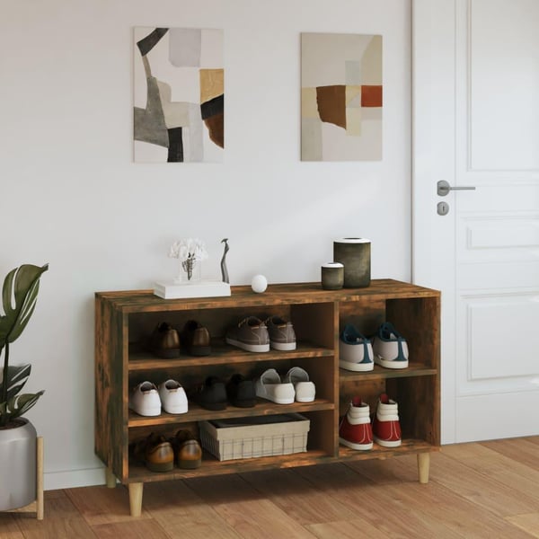 vidaXL Skoskap røkt eik 102x36x60 cm konstruert tre