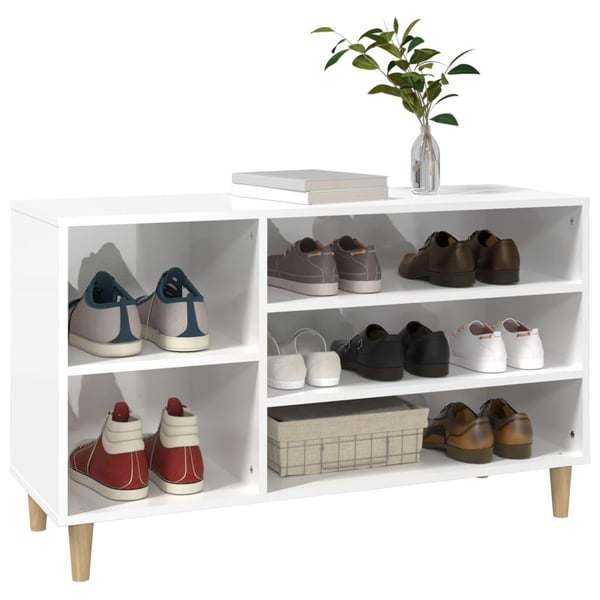 vidaXL skoreol 102x36x60 cm konstrueret træ hvid højglans