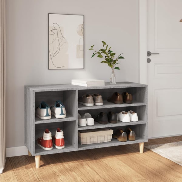 vidaXL Skoskap grå sonoma 102x36x60 cm konstruert tre