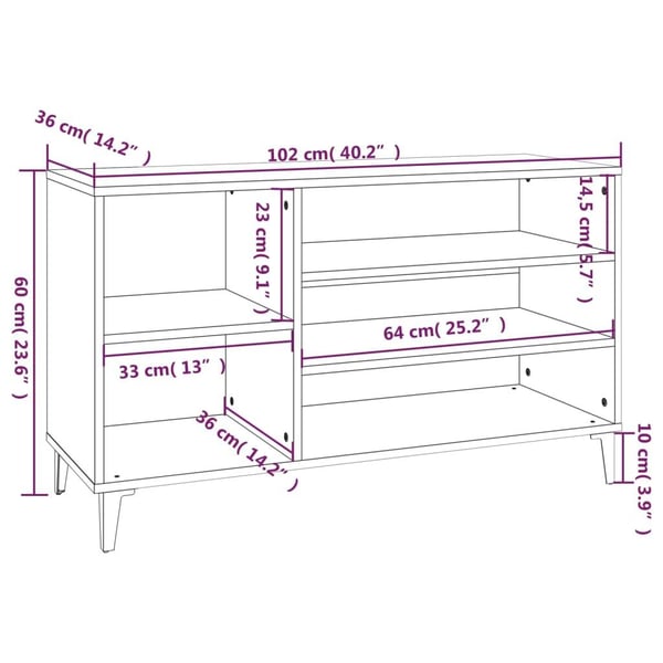 vidaXL Skoskap brun eik 102x36x60 cm konstruert tre