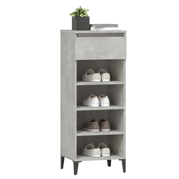 vidaXL Skohylle betonggrå 40x36x105 cm konstruert tre