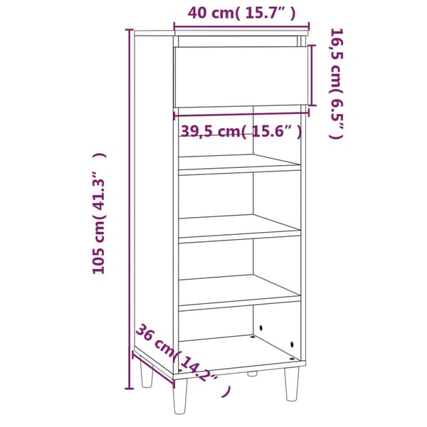 vidaXL Skoskap brun eik 40x36x105 cm konstruert tre