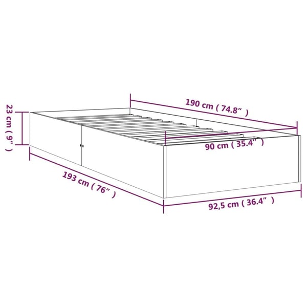 vidaXL Sengeramme heltre furu 90x190 cm Single