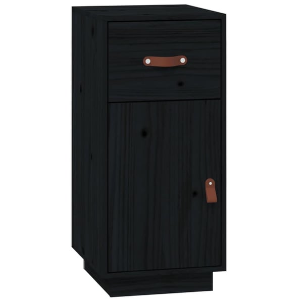 vidaXL skænk 34x40x75 cm massivt fyrretræ sort