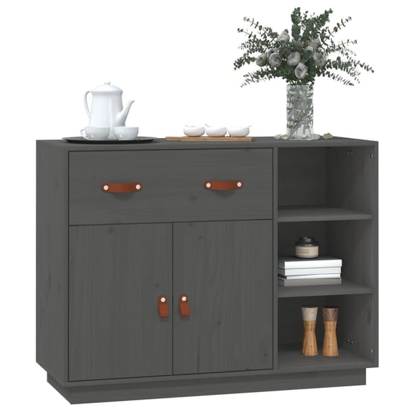 vidaXL Skjenk grå 98,5x40x75 cm heltre furu