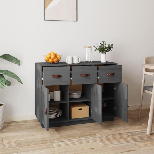 vidaXL Skjenk grå 100x40x75 cm heltre furu