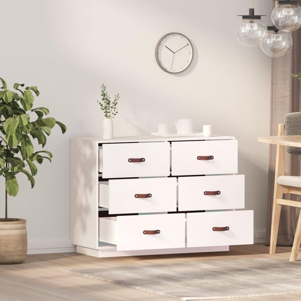 vidaXL Skjenk hvit 100x40x75 cm heltre furu
