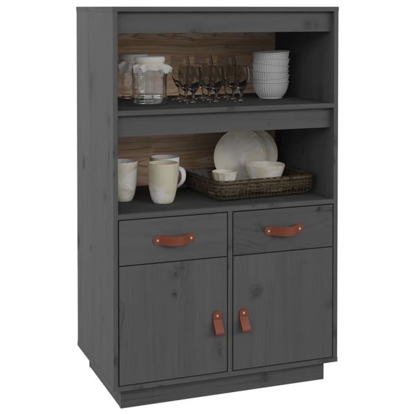 vidaXL Highboard grå 67x40x108,5 cm heltre furu