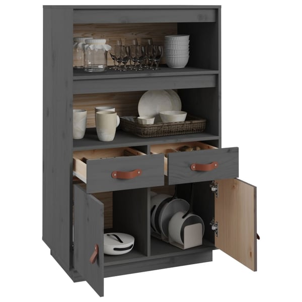 vidaXL Highboard grå 67x40x108,5 cm heltre furu
