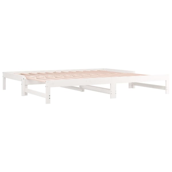 vidaXL Uttrekkbar dagseng hvit 2x(80x200) cm heltre furu