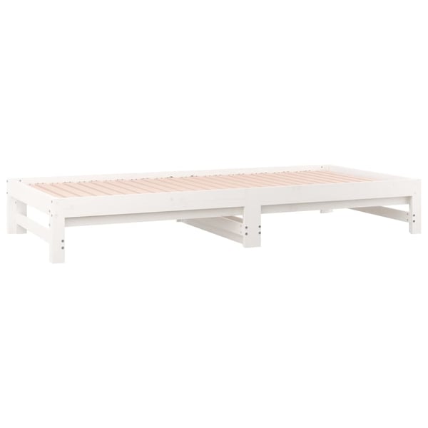 vidaXL Uttrekkbar dagseng hvit 2x(80x200) cm heltre furu
