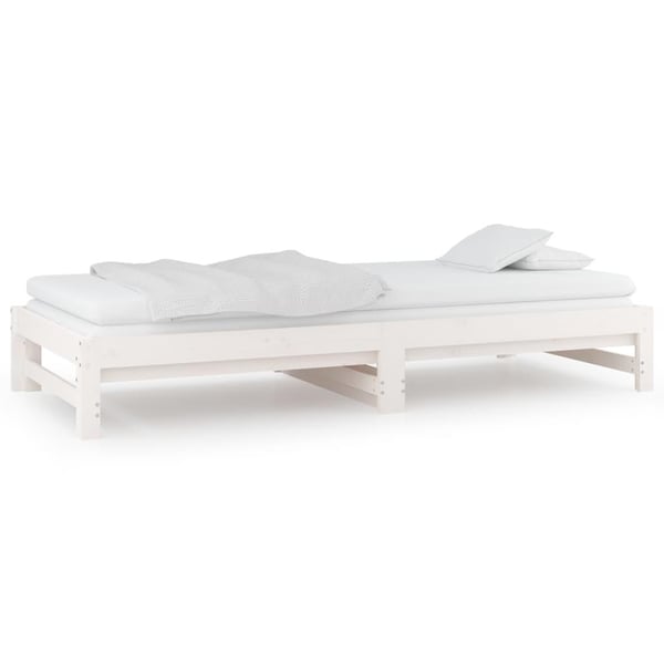 vidaXL Uttrekkbar dagseng hvit 2x(90x200) cm heltre furu