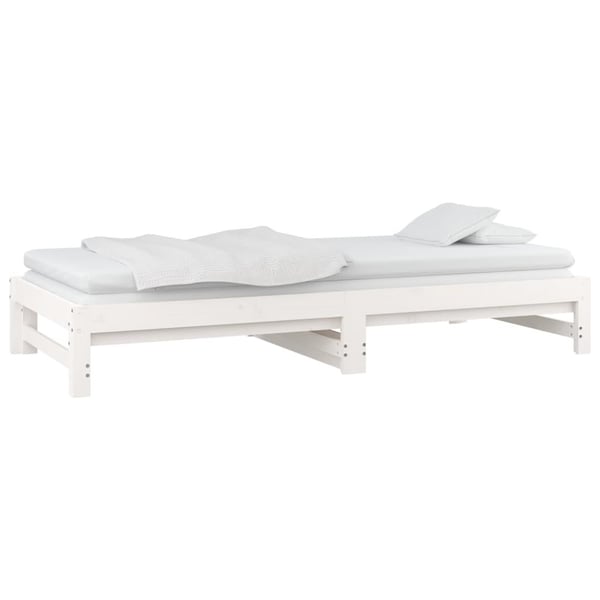 vidaXL Uttrekkbar dagseng hvit 2x(90x200) cm heltre furu