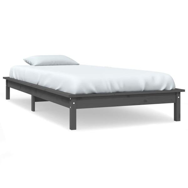 vidaXL Sengeramme grå heltre furu 100x200 cm