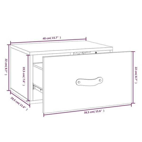 vidaXL Veggmonterte nattbord 2 stk grå 40x29,5x22 cm