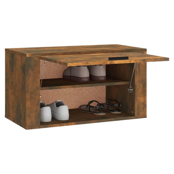 vidaXL væghængt skoskab 70x35x38 cm massivt fyrretræ træ røget egetræ