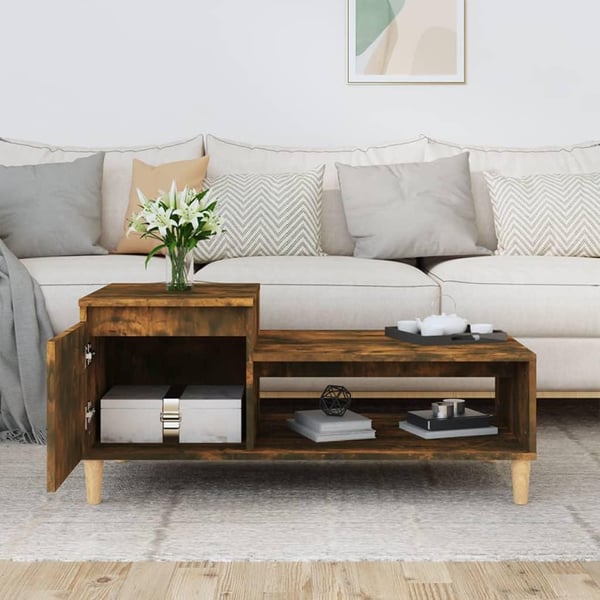vidaXL Salongbord røkt eik 100x50x45 cm konstruert tre