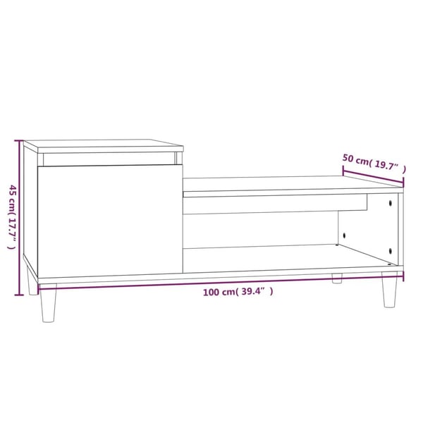vidaXL Salongbord brun eik 100x50x45 cm konstruert tre
