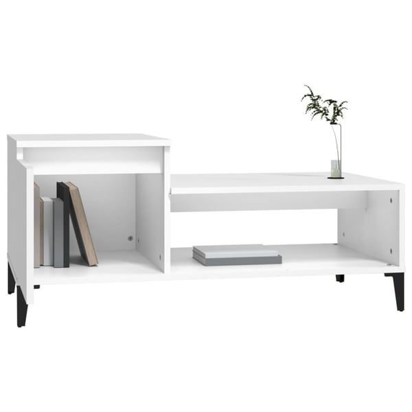 vidaXL Salongbord hvit 100x50x45 cm konstruert tre
