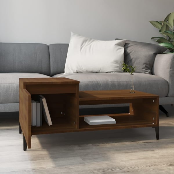 vidaXL Salongbord brun eik 100x50x45 cm konstruert tre