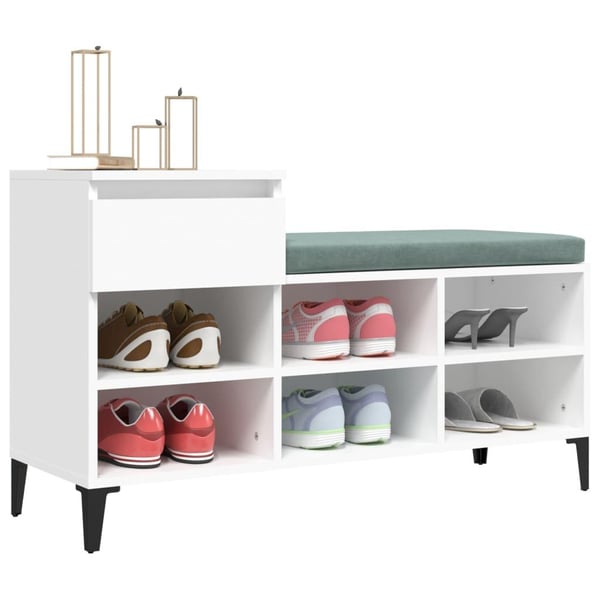 vidaXL Skoskap hvit 102x36x60 cm konstruert tre