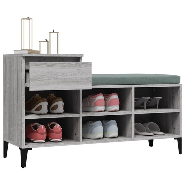 vidaXL Skoskap grå sonoma 102x36x60 cm konstruert tre
