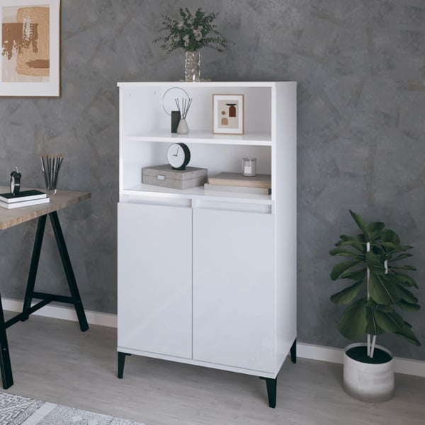vidaXL skab 60x36x110 cm konstrueret træ hvid højglans