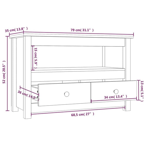 vidaXL tv-bord 79x35x52 cm massivt fyrretræ gyldenbrun