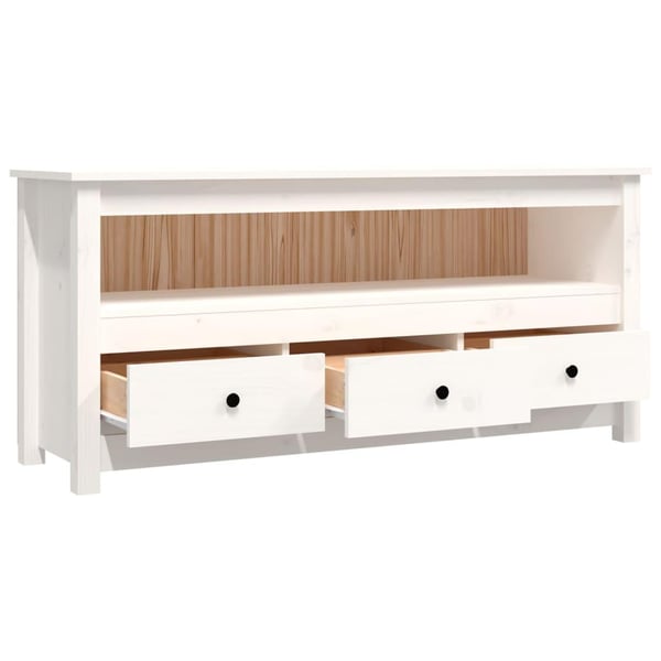 vidaXL TV-benk hvit 114x35x52 cm heltre furu