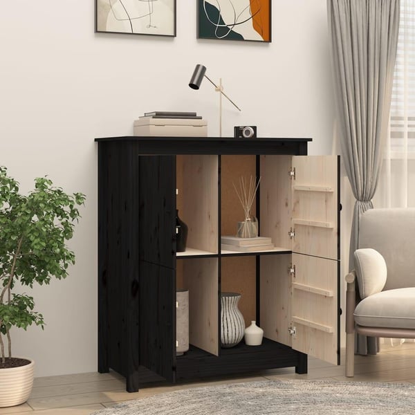 vidaXL Skjenk svart 83x41,5x100 cm heltre furu