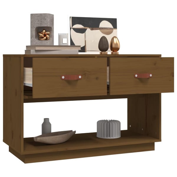 vidaXL tv-bord 90x40x60 cm massivt fyrretræ gyldenbrun