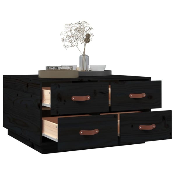 vidaXL Salongbord svart 80x80x45 cm heltre furu