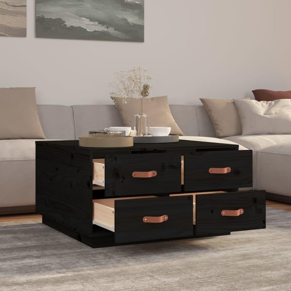 vidaXL Salongbord svart 80x80x45 cm heltre furu