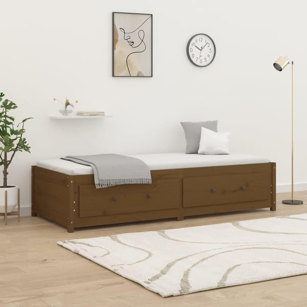 vidaXL daybed 90x190 cm Single massivt fyrretræ gyldenbrun