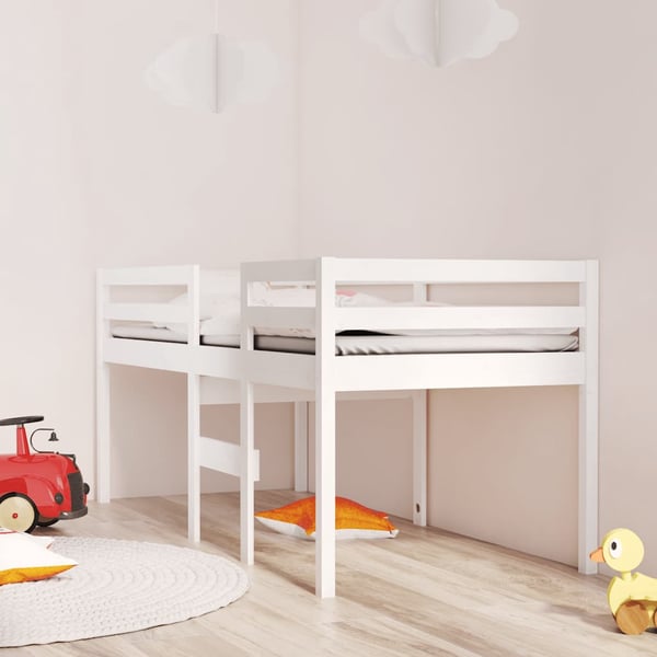 vidaXL Høyseng hvit 75x190 cm heltre furu