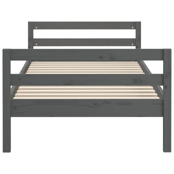 vidaXL Sengeramme grå 90x200 cm heltre furu