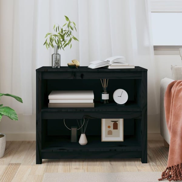 vidaXL bogreol 80x35x68 cm massivt fyrretræ sort