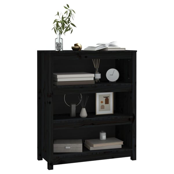 vidaXL Bokhylle svart 80x35x97 cm heltre furu