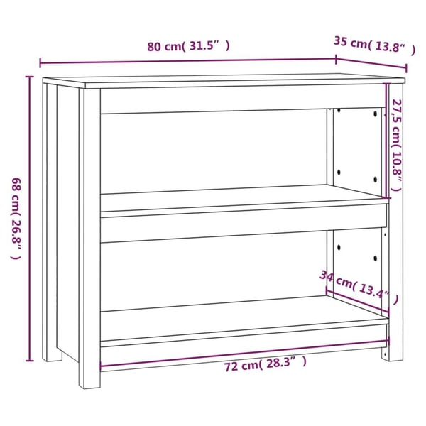 vidaXL bogreol 80x35x68 cm massivt fyrretræ gyldenbrun