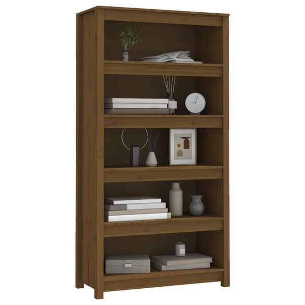 vidaXL Bokhylle honningbrun 80x35x154 cm heltre furu