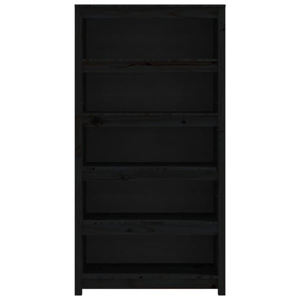 vidaXL bogreol 80x35x154 cm massivt fyrretræ sort