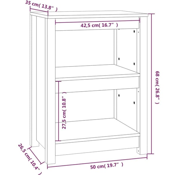 vidaXL Bokhylle svart 50x35x68 cm heltre furu