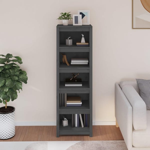vidaXL bogreol 50x35x154 cm massivt fyrretræ grå