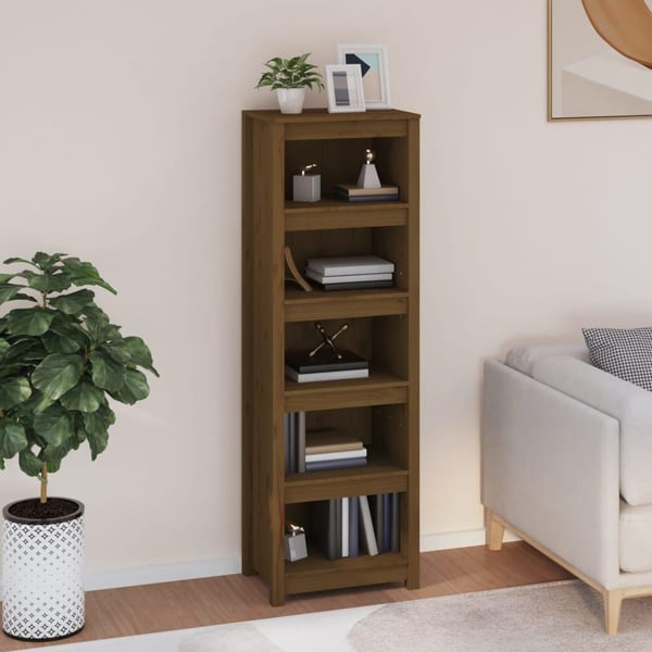 vidaXL bogreol 50x35x154 cm massivt fyrretræ gyldenbrun